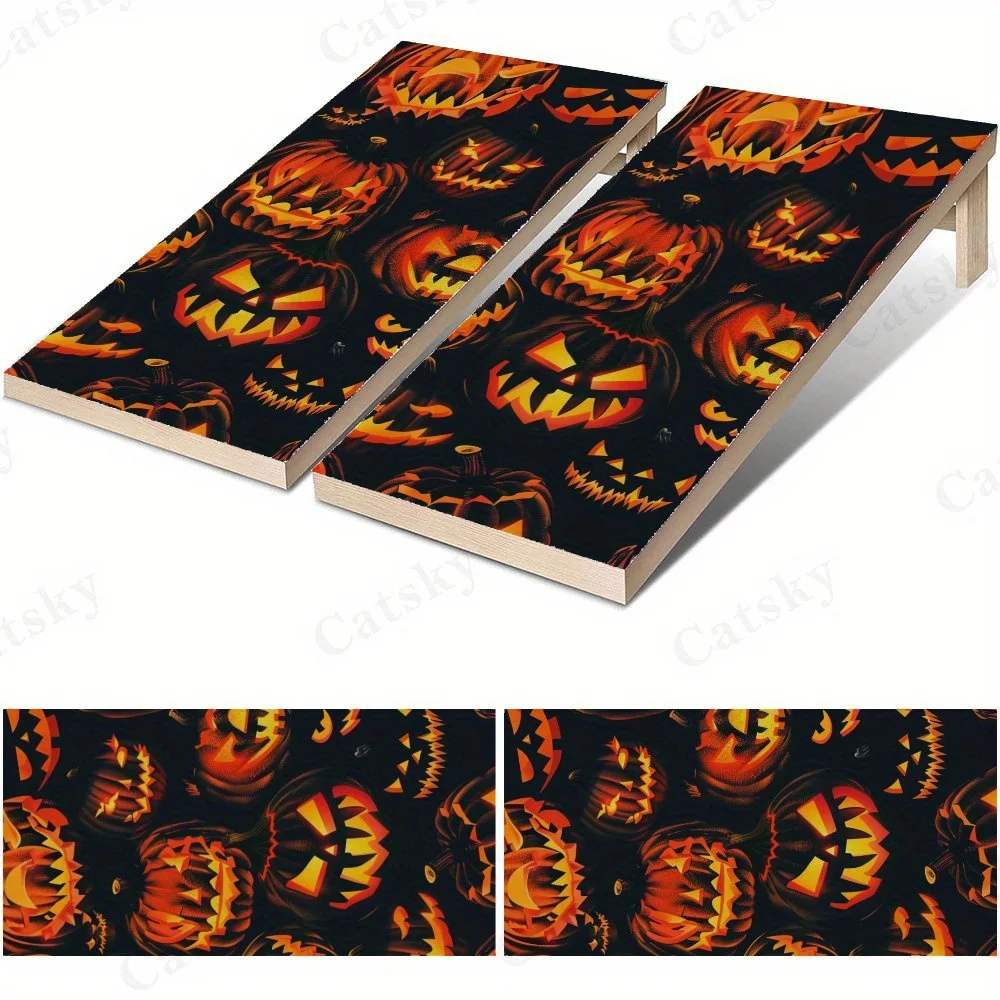 Calabazas de Halloween, Jack - patrón de o'-lantern, decoración espeluznante, ¡alto valor! Pegatinas de tablero de arena de vinilo plano 2D: sin burbujas, fácil aplicación