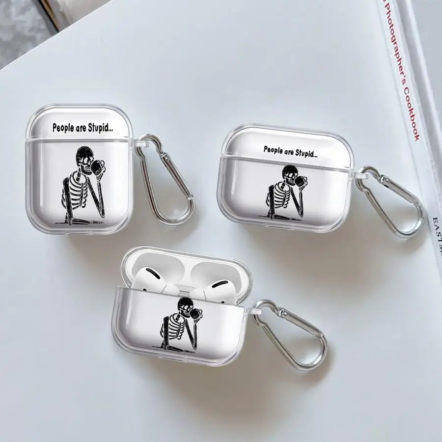 Clear Earphone Cases Cover Case For Airpods 1 4 Pro2 Pro3 2 3 Pro Skeleton Drinking Water
