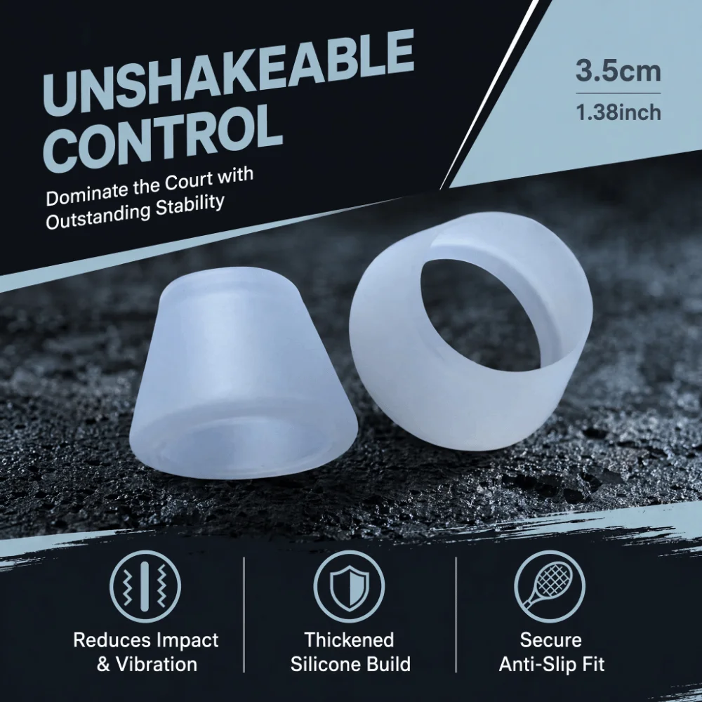 Shockproof Tennis Racket Grip Cover Anti Slip Silicone Handle End Cap Transparent Cap Shock Absorbing Vibration Dampener
