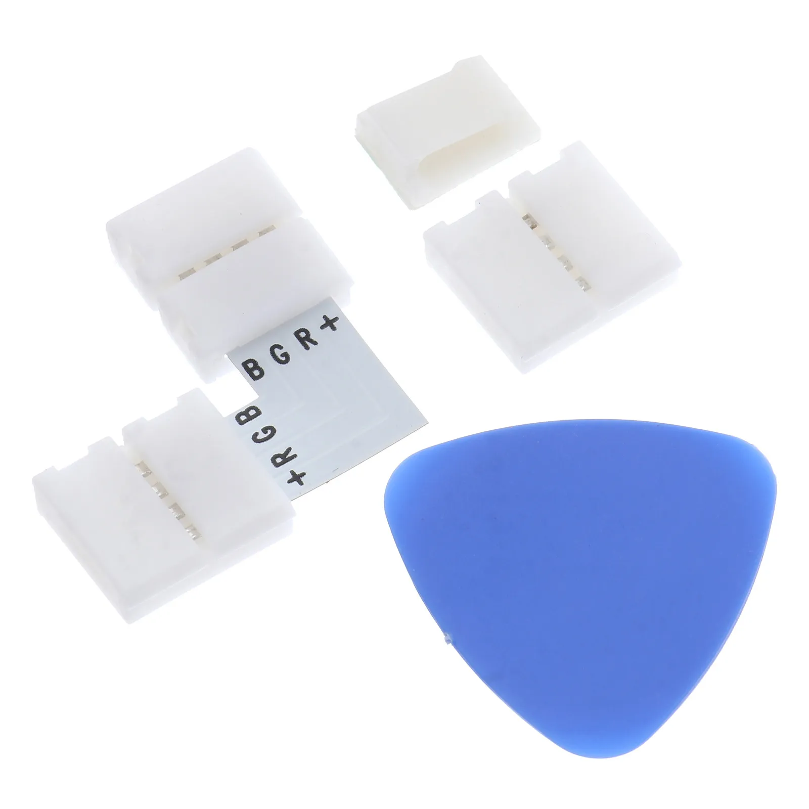 LED Strip Connectors Kit L Shape Right Angle Solderless Connector with Self Adhesive Clips Triangle Picks Flame