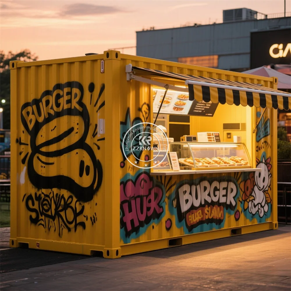 Customizable Modern Prefabricated Modular Steel Houses Coffee Shop Street Restaurant Full Kitchen Outdoor Fast Food Coffee Kiosk