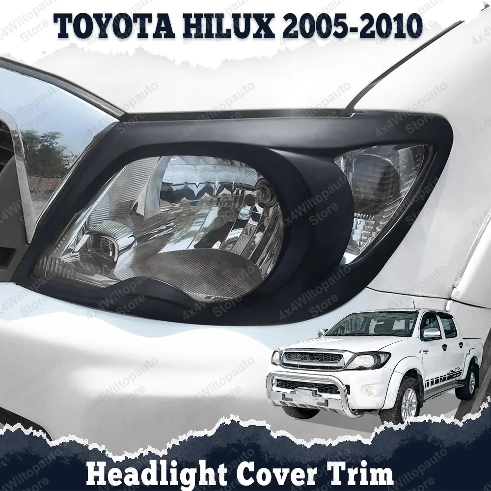 HeadLight Covers for Toyota Hilux Vigo 2005-2010 Front Lamp Hoods Surround Trim ABS Matte Black 2PCS A Set