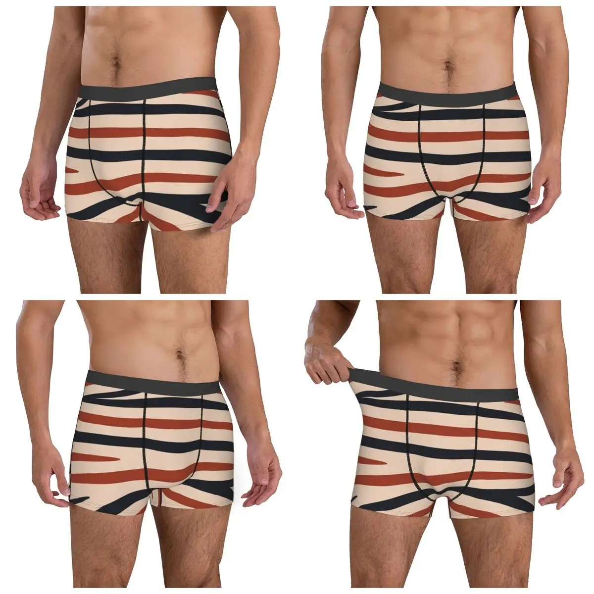 Cuecas boxer shorts zebra animal impressão terracota e calcinha marinha masculino respirável roupa interior para homme homem namorado presente