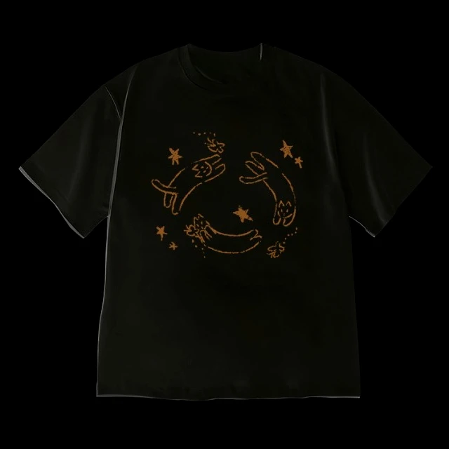 The Spinning Kitten Cartoon Graphic Tee Cute Hand Drawn Cat  Print Casual Daily Crewneck Short Sleeve Women Daily Summer Y2k Top