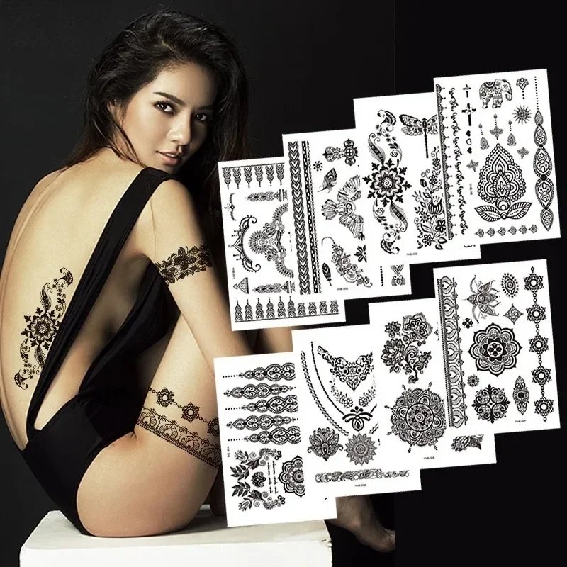 Rose Flowers Jewelry Water Transfer Tattoo Stickers Women Body Chest Art Temporary Tattoo Girl Waist Bracelet Flash Tatoos art