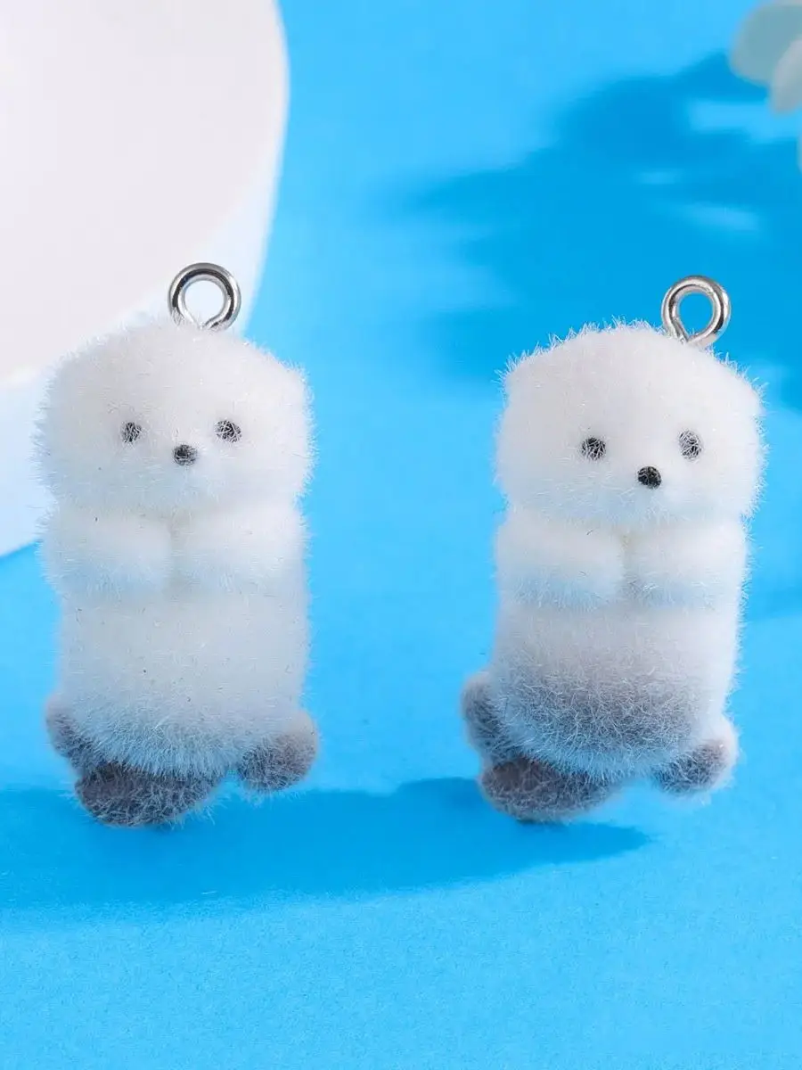 Breloques en résine de loutre de mer floquées, 5/10 pièces, pendentif Animal, porte-clés, boucle d'oreille, accessoire pour la fabrication de bijoux, 28x15mm