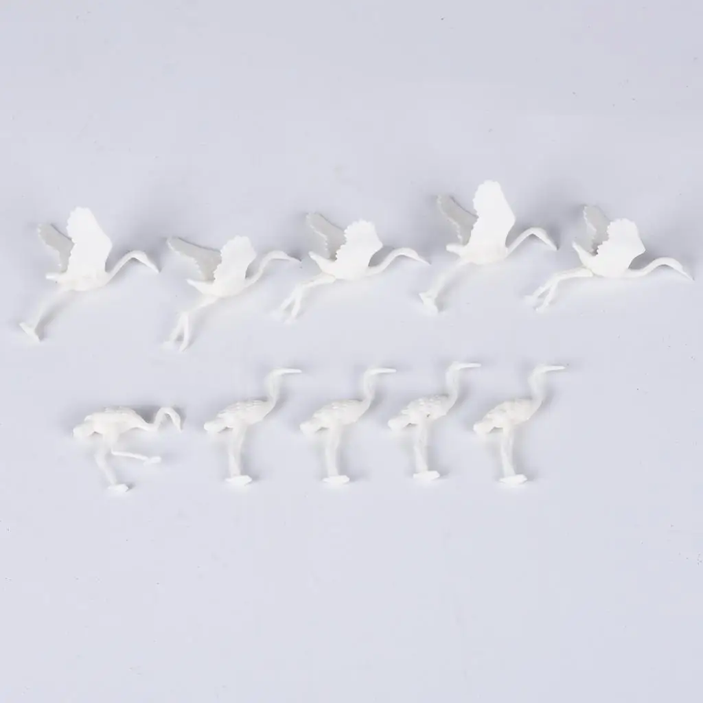 Miniature Crane Birds Animal Figurines Plastic Micro Landscape Set Collectible Miniatures for DIY Fairy Garden