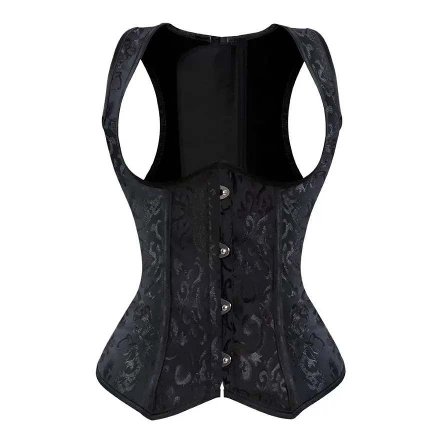 

Brocade Underbust Waist Cincher Corset Bustier with Shoulder Straps
