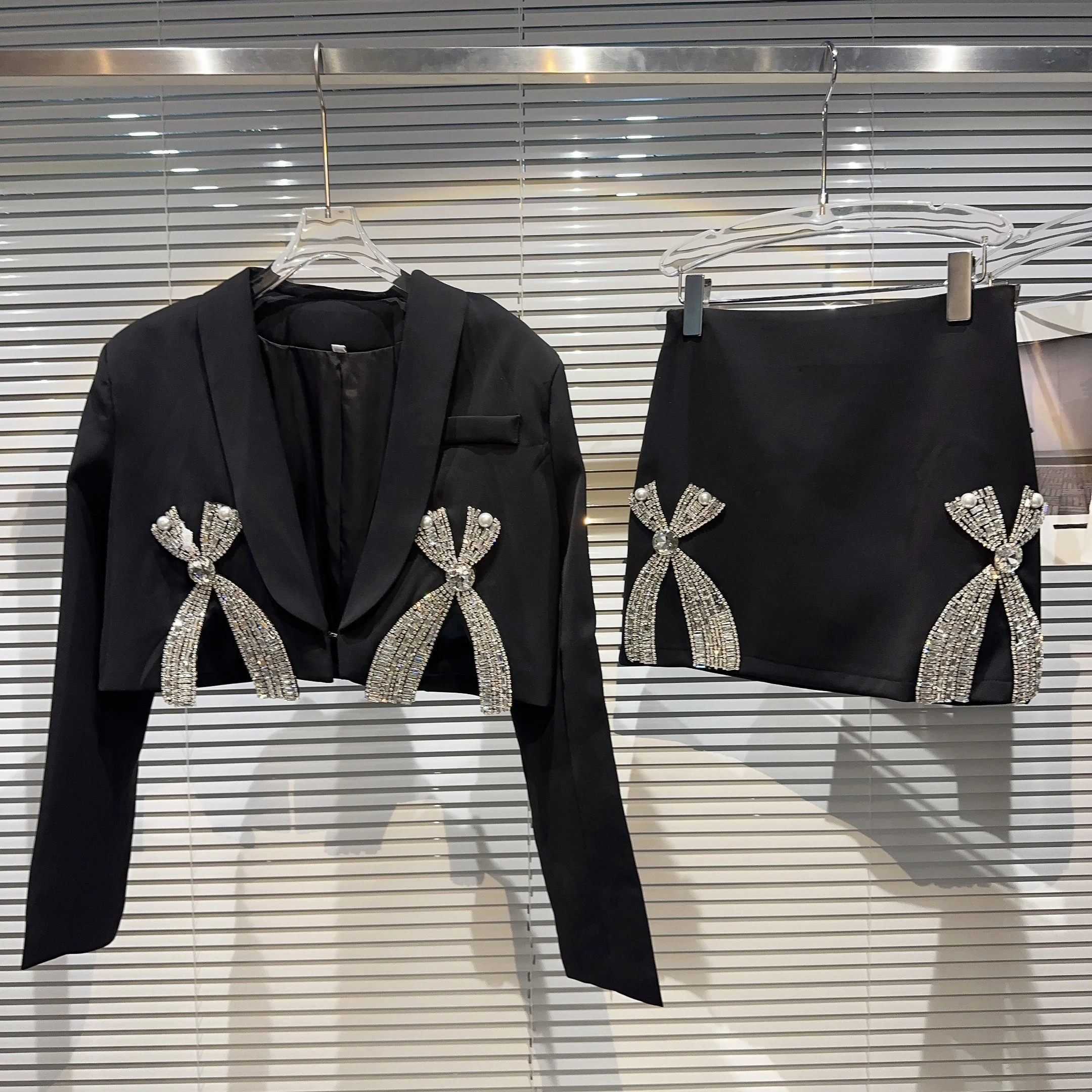 k  Knot oulder Pad Suit Heavy Work ort Skirt Set New Autumn Faion for Women 25-35 Years Old High Quali
