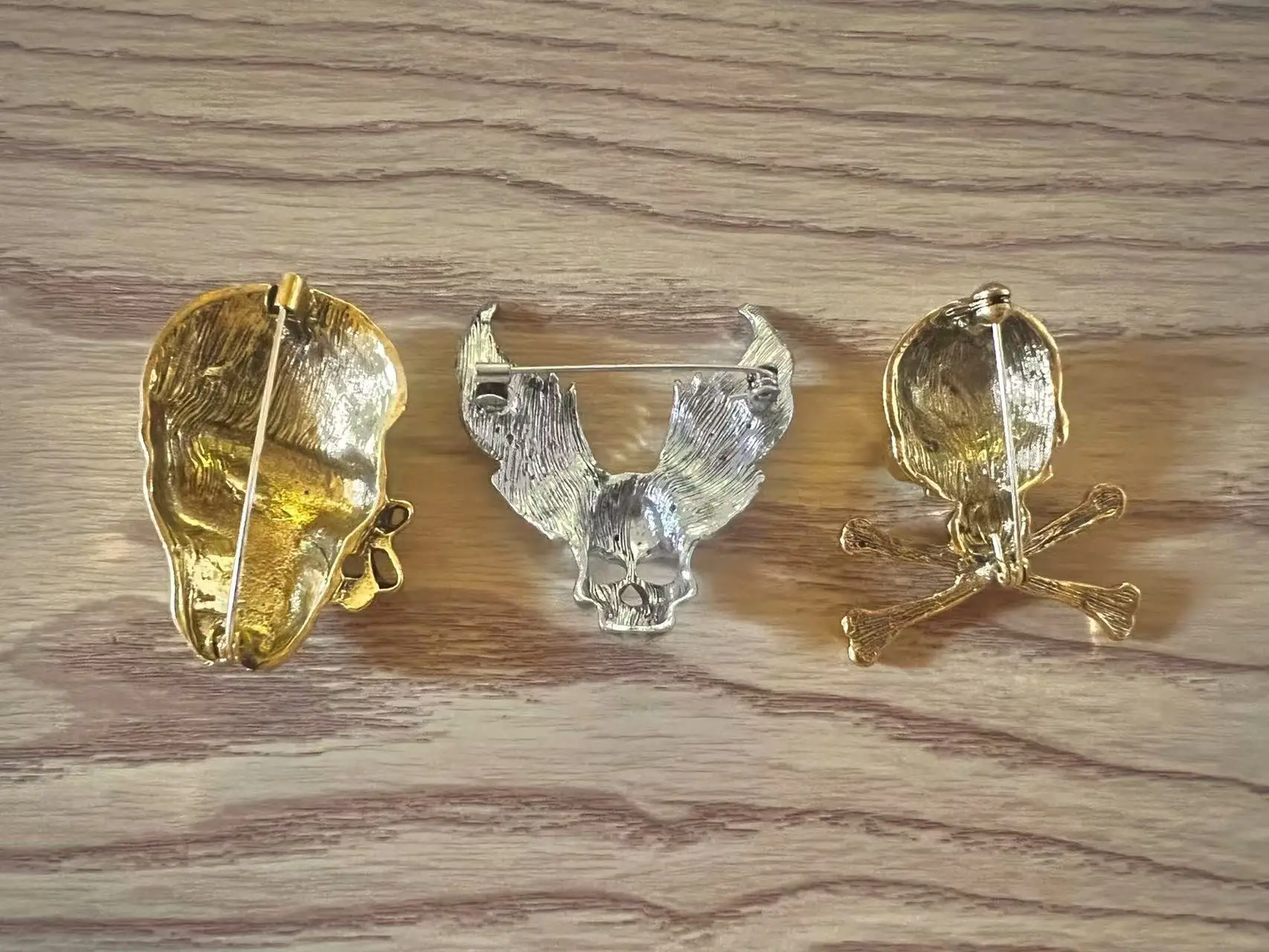 Halloween Schädel Cosplay Pins Gekreuzte Knochen Künstliche Edelstein Skelett Flügel 3D Kostüm Hut Pins Party Punk Gothic Metall Broschen – Detail 18