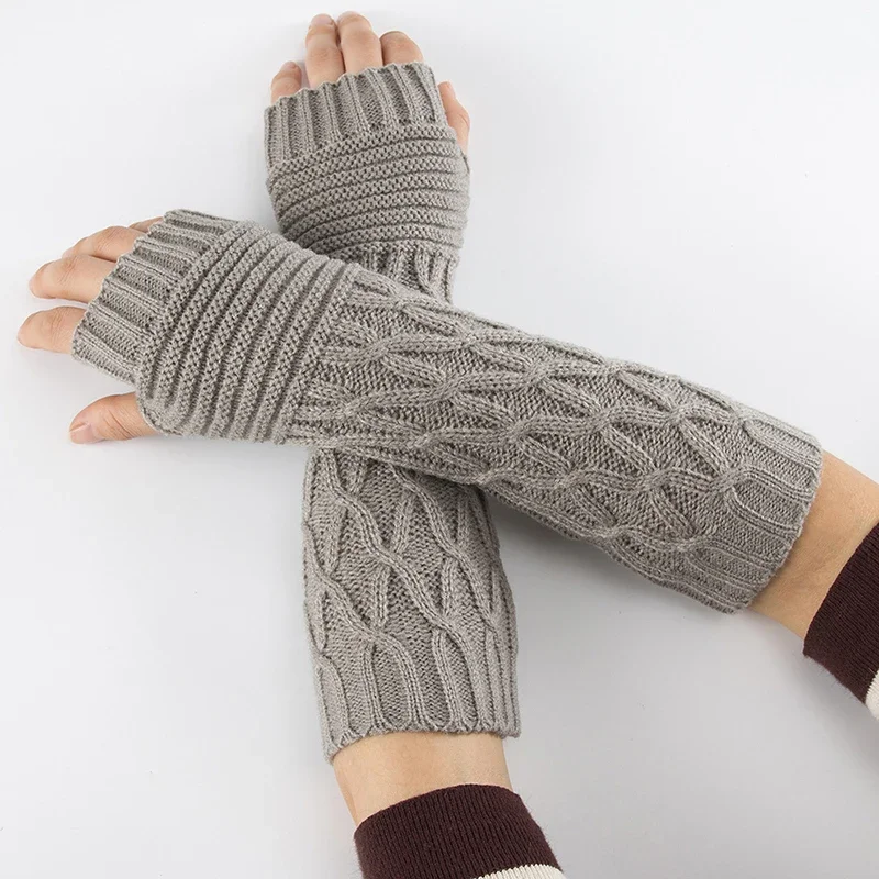 Women\'s Knitted Long Hand Gloves Warm Embroidered Winter Gloves Fingerless Gloves For Women Girl Guantes Invierno Mujer Luvas