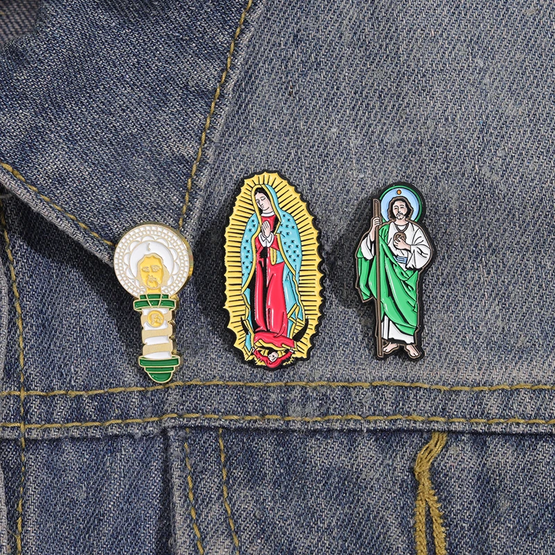 Mexican Our Lady of Guadalupe Enamel Pins Saint Jew Creative Brooches Jewelry Clothes Hat Decorative Lapel Badge for Gifts