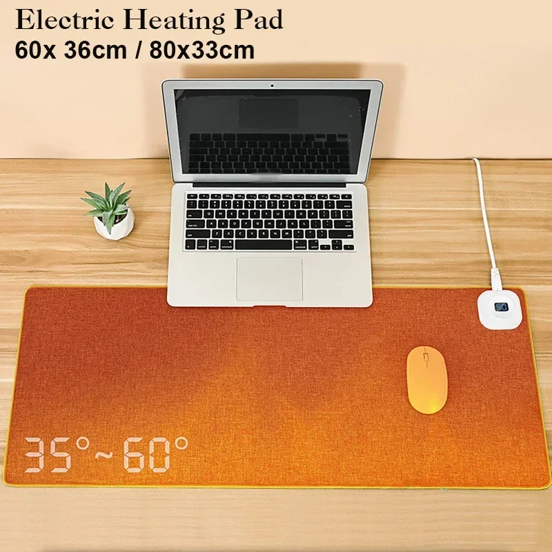 80x33cm Electric Heat Mouse Pad Table Mat Display Temperature Heating Mouse Pad Keep Winter WarmHand for Office Computer 60X36cm