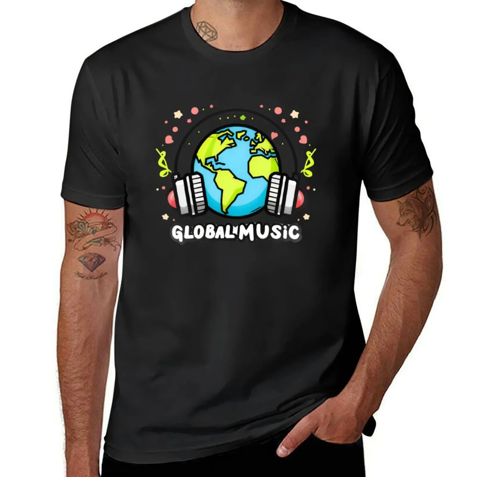 Global Music T-Shirt summer top summer clothes vintage clothes new edition t shirt for men