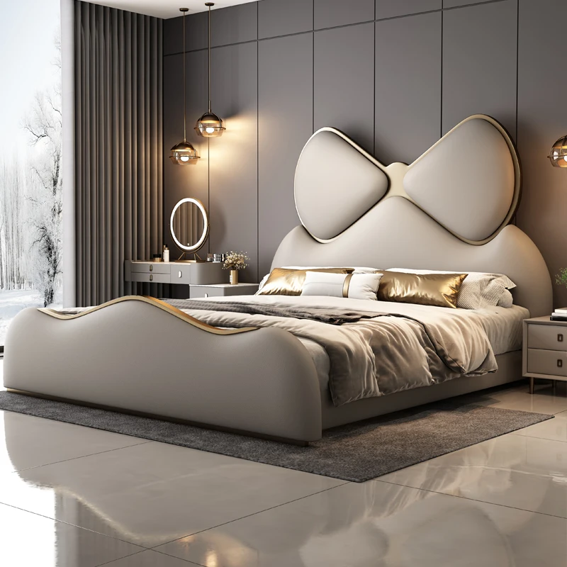 Wood Heavy Double Bed Storage Leather Metal Frame Double Bed Luxury Cheap Camas Matrimoniales Bedroom Furniture Set