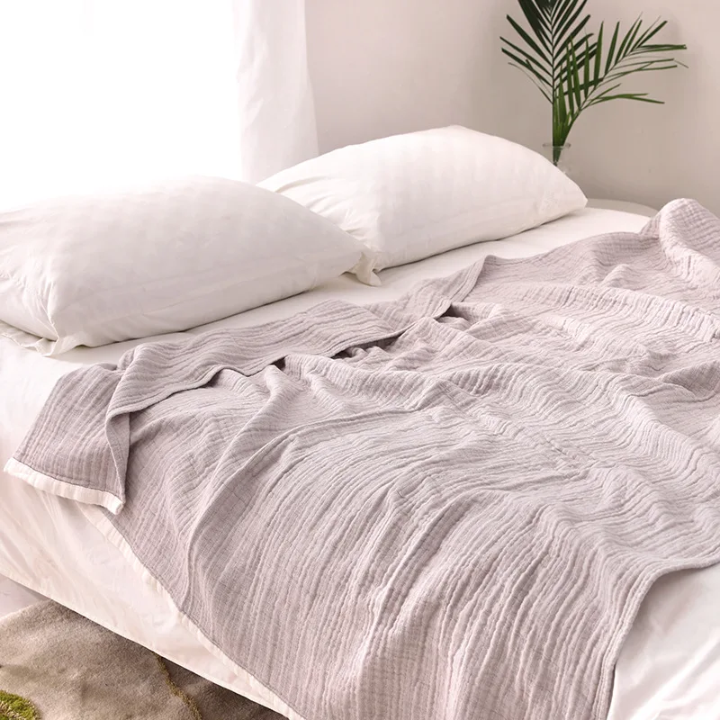 Summer Blankets 4 Layers Muslin Cotton Bedspread Blanket 150x200cm 200x230cm Soft Office Home Bedding Sleeping Quilt Blanket