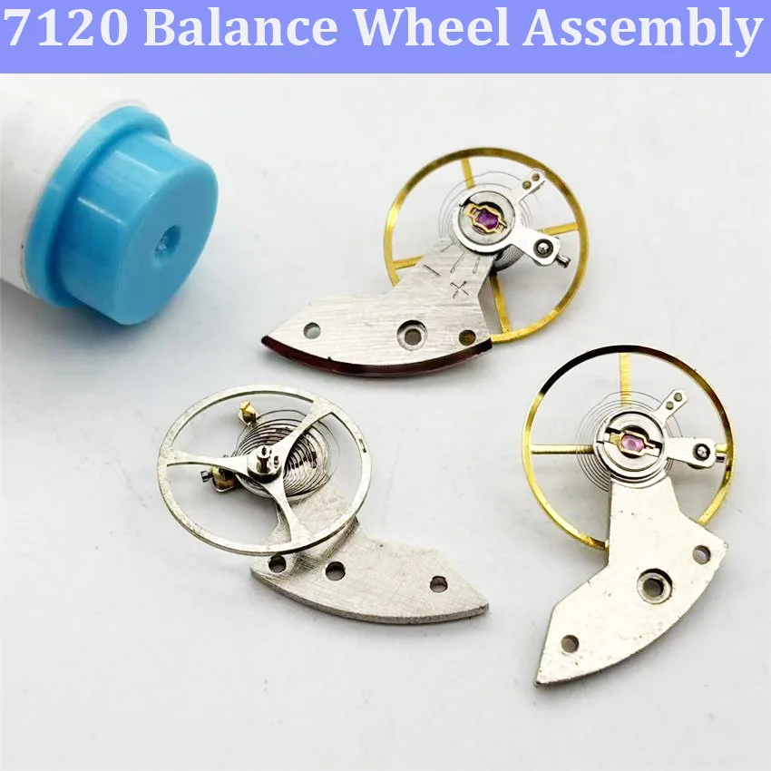 2pcs 7120 Domestic Movement Swing Wheel Full Pendulum Watch Assembly Accessory including Hairspring for Clock Repair