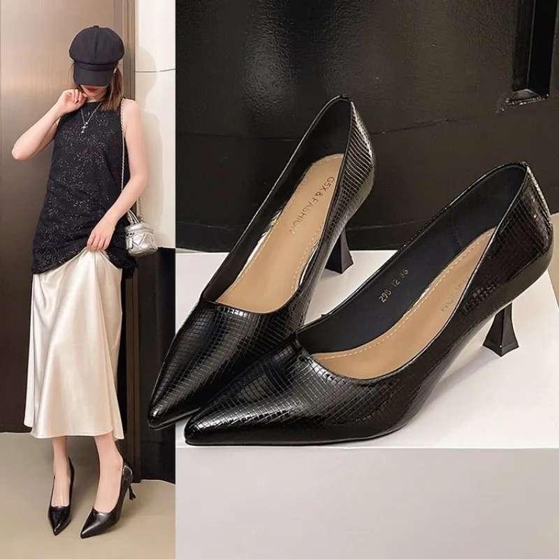 

Basic Wine Snakeskin Leather Women Shoes Stiletto High Heels Pointy Toe Women Pumps Weddings Party Shoes Woman Pumps Autumn