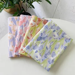 Tulip Printed Fragmented Flowers Pure Cotton Fabric for Dress Designer Diy Sewing Material By The Meter Wholesale Cloth