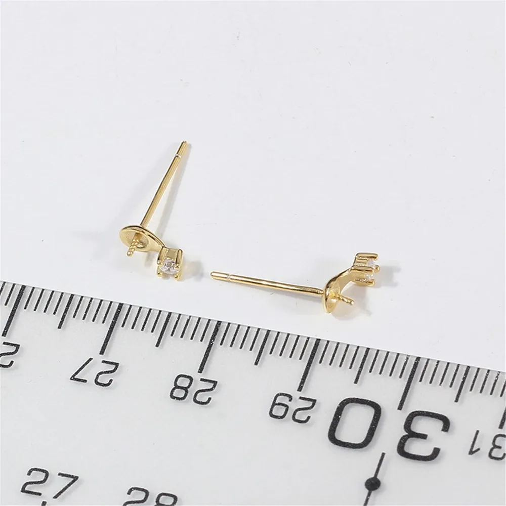 S925 Sterling Silver Pearl Earring Settings DIY Jewelry Making Supplies Blank Earring Posts for Handcrafted Accessories No Pearl