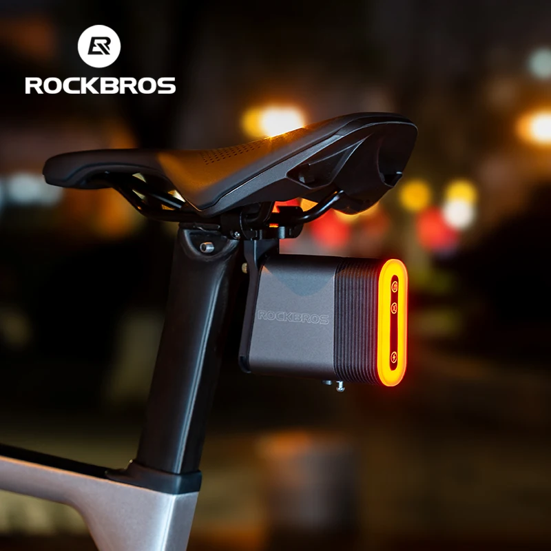 ROCKBROS Bicycle Tail Light With Lock Bluetooth Password Pairing Bike Lock Light IPX6 Waterproof Warning Light Tail  Accessories