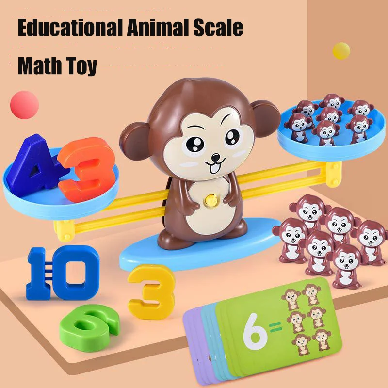 Montessori Math Toy Monkey Scale Balance Counting Toys Math Games Preschool Educational Children Toy For Boy Girls Birthday Gift