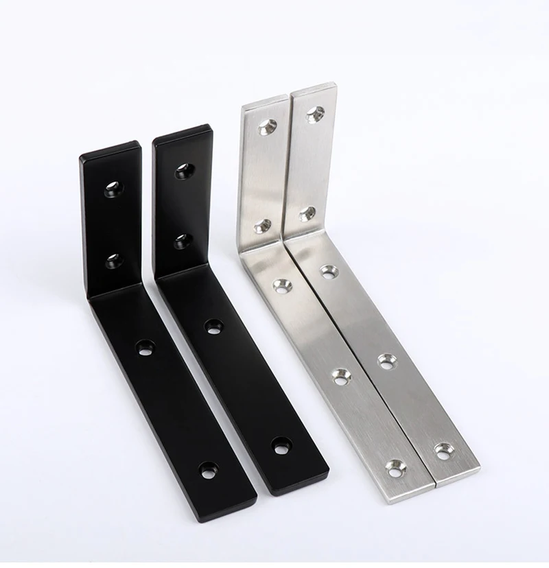 2 Stück Hochleistungs-Edelstahl-Eckcode schwarze Dreiecks halterung L-förmige Regal wand halterung Halterung Trennwand rahmen – Detail 2