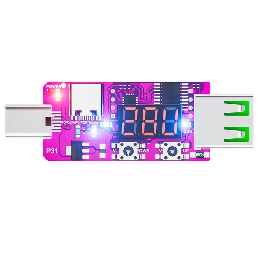 Automatic Fast Charging Trigger Board Digital Voltmeter Ammeter With Power Off Memory For PD QC Voltage Current Detection