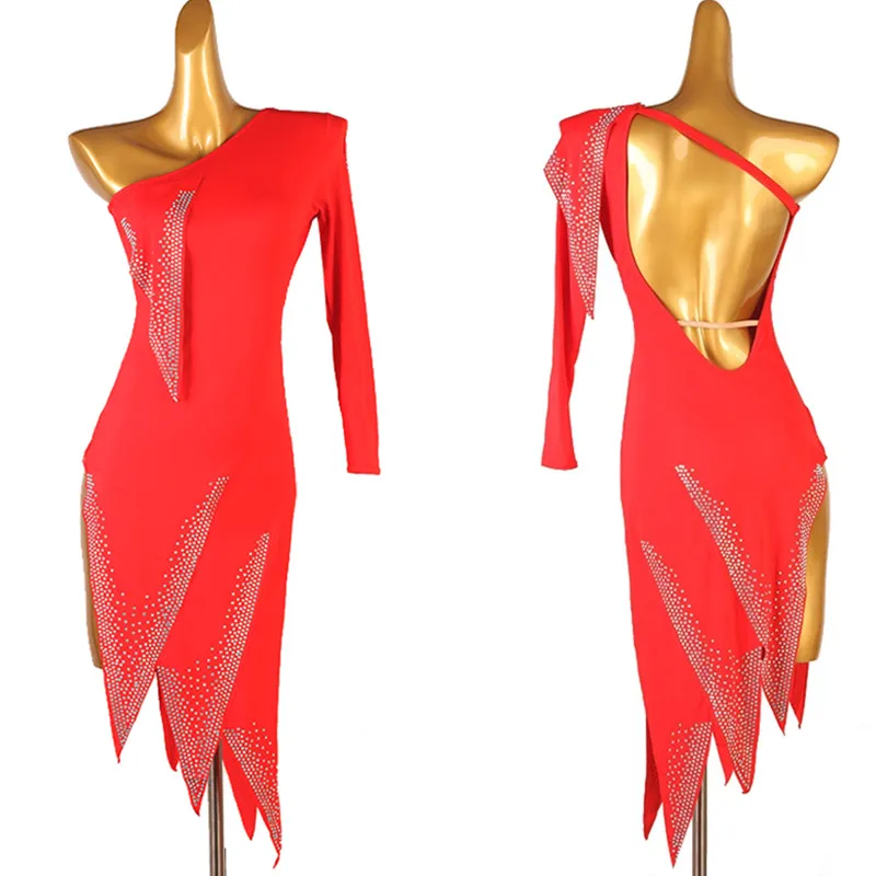 

Latin Dance Dress Lady junior latin dance costumes women fringe latin competition dress red lq358