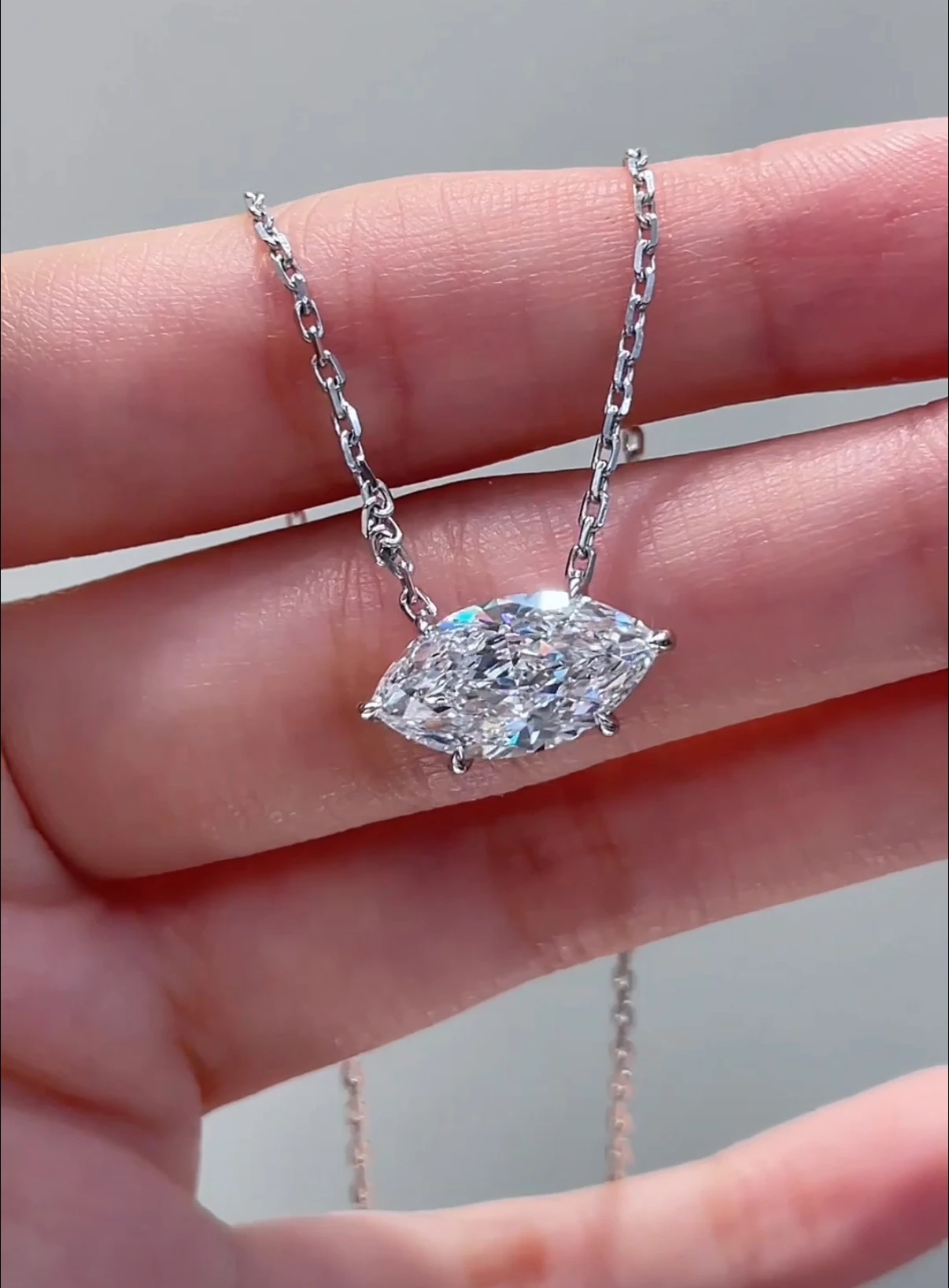 14k الذهب/925 الفضة البيضاء 1-3Ct ماركيز قطع مختبر نمت الماس داينتي ماركيز قلادة حافة مزين قلادة الماس الصغيرة #6