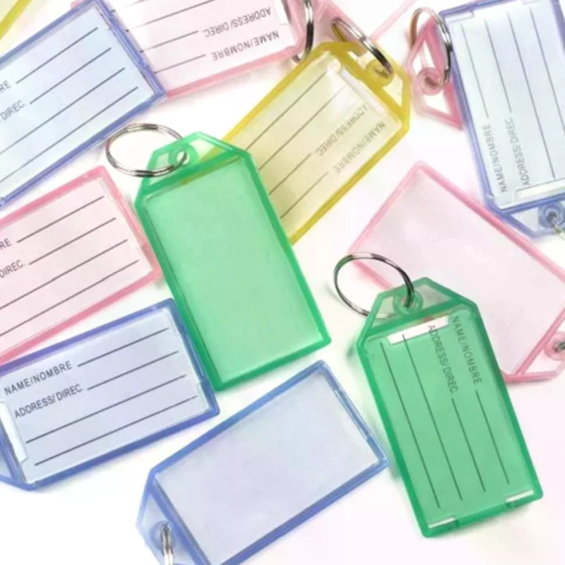 10pcs Plastic Transparent Clamshell Key Tag Classification Label
