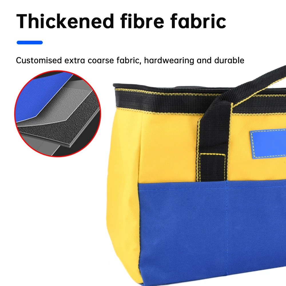 13 Inch Tool Bag Large Capacity Portable Zippered Handbag Wide Mouth Tool Bag for Men Heavy Duty Waterproof Tool Tote Storage