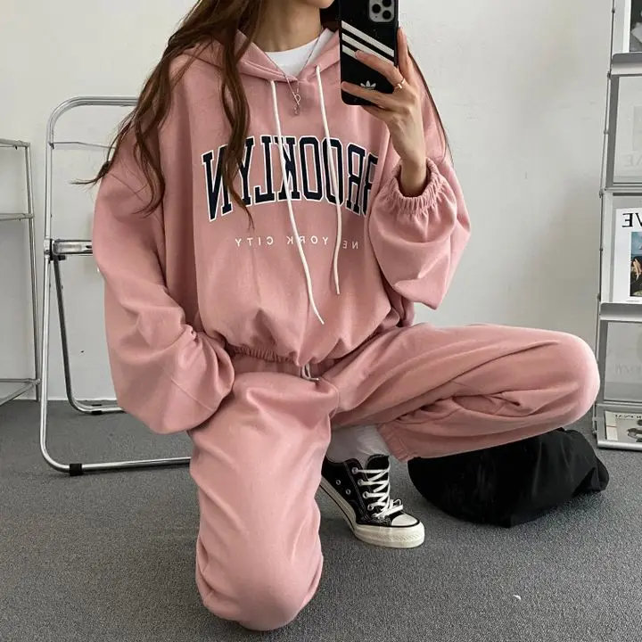 Oversized Sets Female Loose Autumn Tracksuits Women Cotton Sweatshirt Suit Sweatshirt Long Pants Suits Short Sets Conjuntos