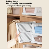 Stackable Storage Basket Plastic Folding Closet Organizers Storage Box Wardrobe Drawer layered Partition Clothes Storage rack - Image 5