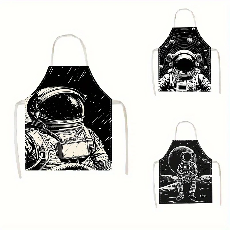 1pc, Astronaut Space Galaxy Apron Linen Men Women Cooking Kitchen Baking Bib Chef Waitress Housework Cleaning