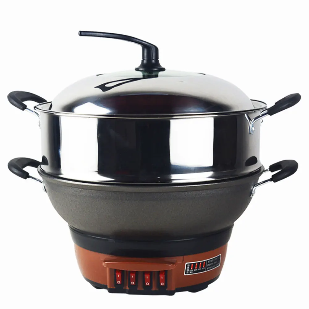 Household Electric Steamer Cast Iron Multi Cooker Frying Pan Multifunctional Electric Cooking Stove Pot