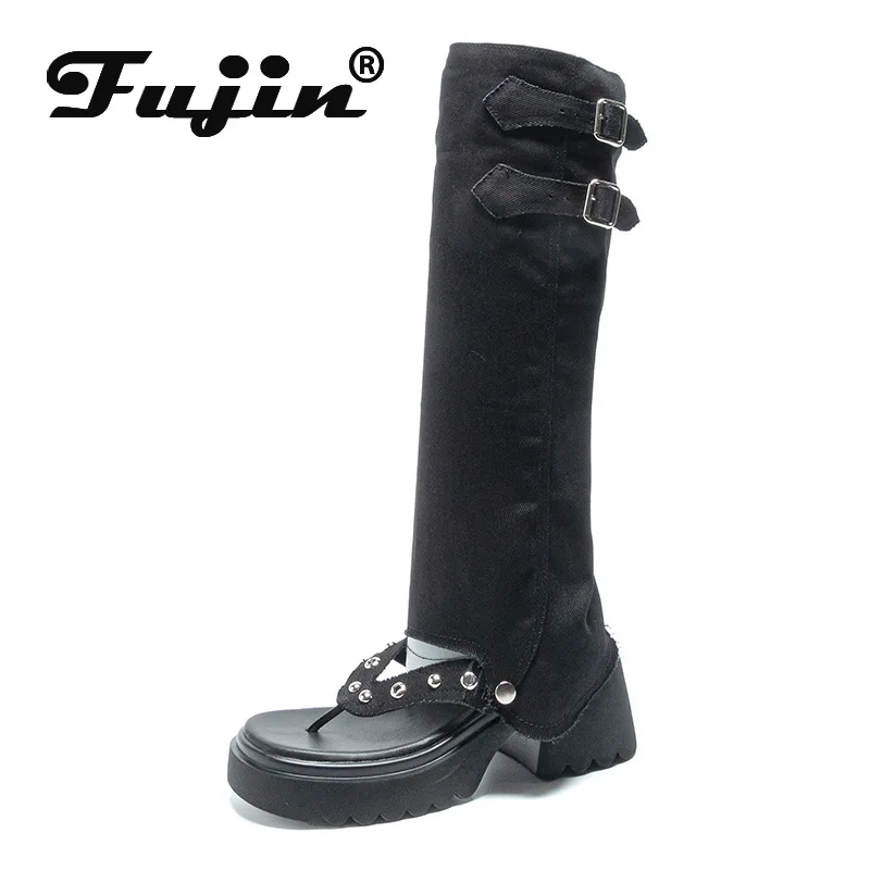 

Koznoy/ботильоны из искусственной кожи 7 см, джинсовая ткань, кожаные летние ботильоны с открытым носком, модные сандалии на танкетке на плоской подошве, женская обувь