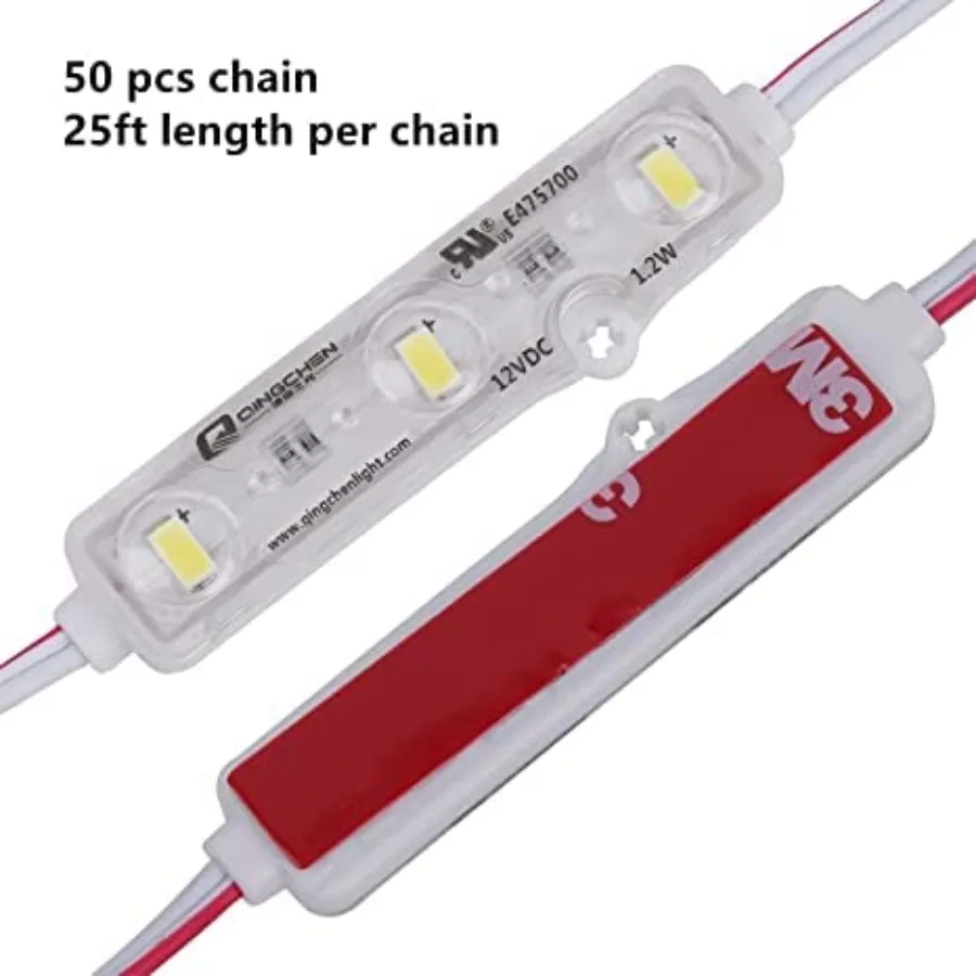 LED Module Warm White 12V DC 1.2W 25Feet 50pcs/Chain 5630smd Module Strip Light for Lightbox Letter Advertising Signs with Tape