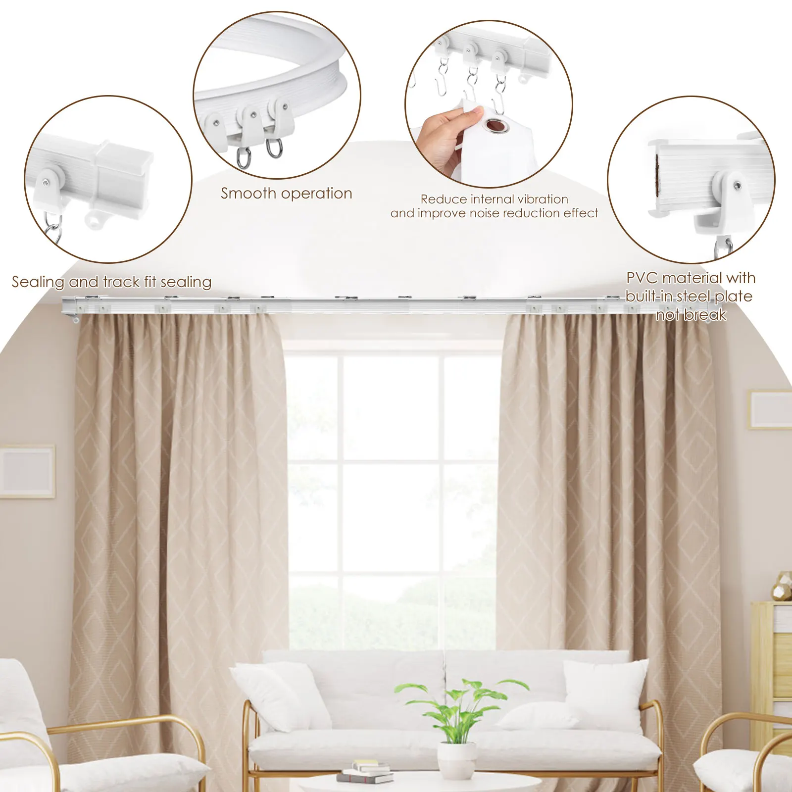 Flexível Bendable Cortina Track, teto ou Wall Mount, Curvo Sistema, Quarto Divisor, 13ft