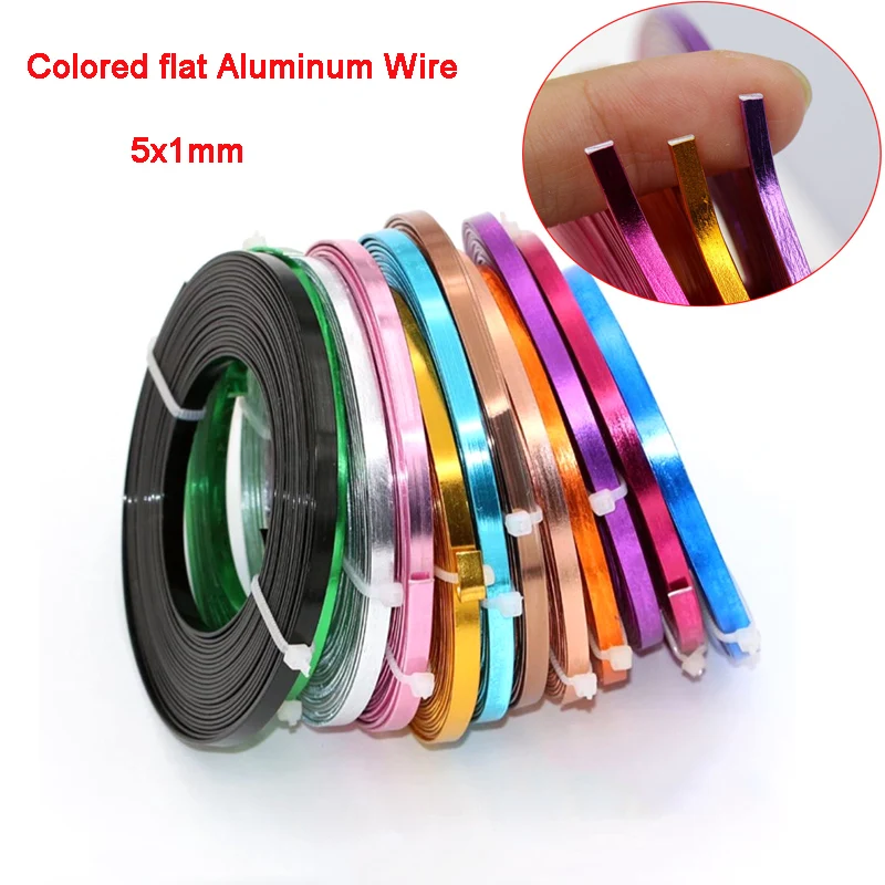 

5Meters / Piece 5mmx1mm Colour Flat Aluminum Wire Soft Metal Floristry Wire For DIY Handmade Jewelry Crafts Modeling Accessories