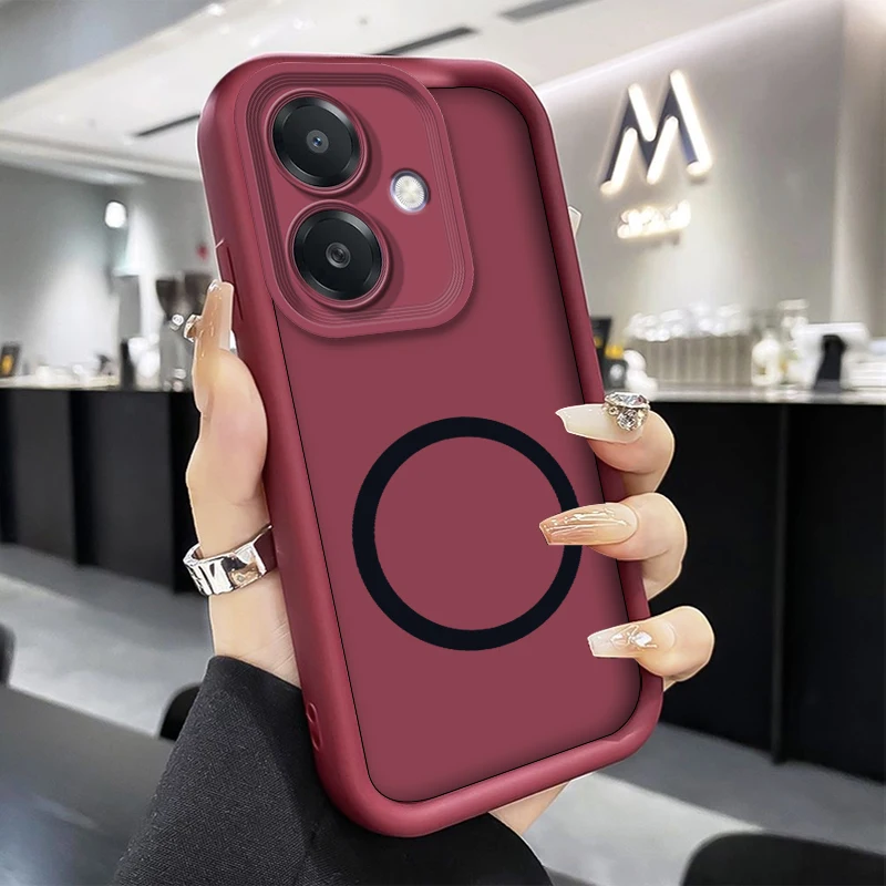 Phone Case For OPPO A3X A3 4G 5G  A 3X A3 Full Package Anti Drop Soft Silicone Protect Back Cover With Wireless Magnetic Sticker
