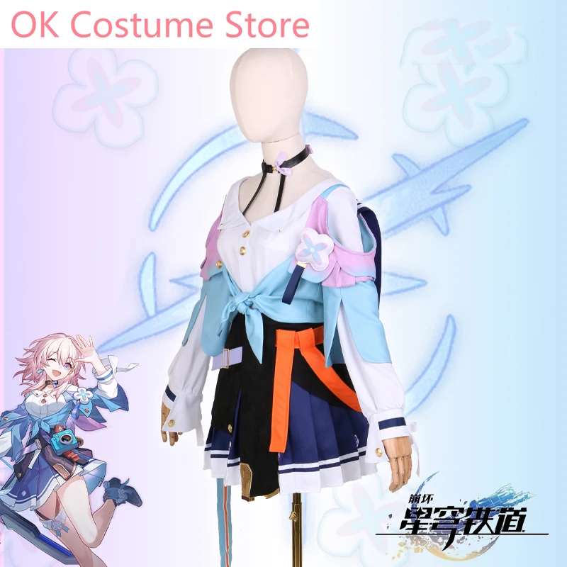 Anime! Honkai: Star Rail March 7th Game Suit Sweet Lovely Uniform Costume Cosplay Halloween Carnival Party Outfit Women