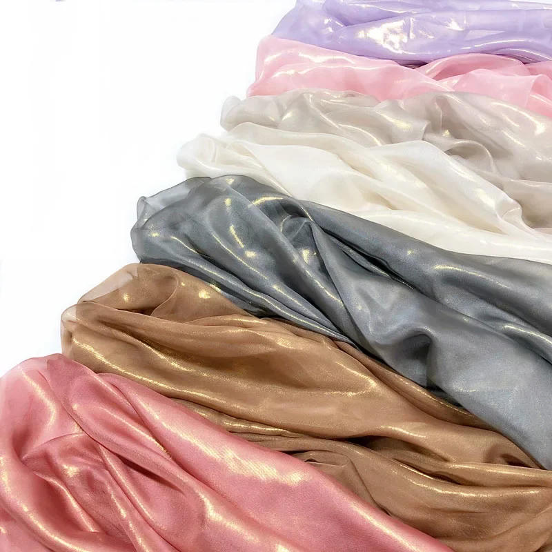

30D бронзовая шифоновая ткань по метрам для платья, юбки Ханфу, одежды, шитья, прозрачные растительные волокна, текстильная ткань, синий, белый цвет
