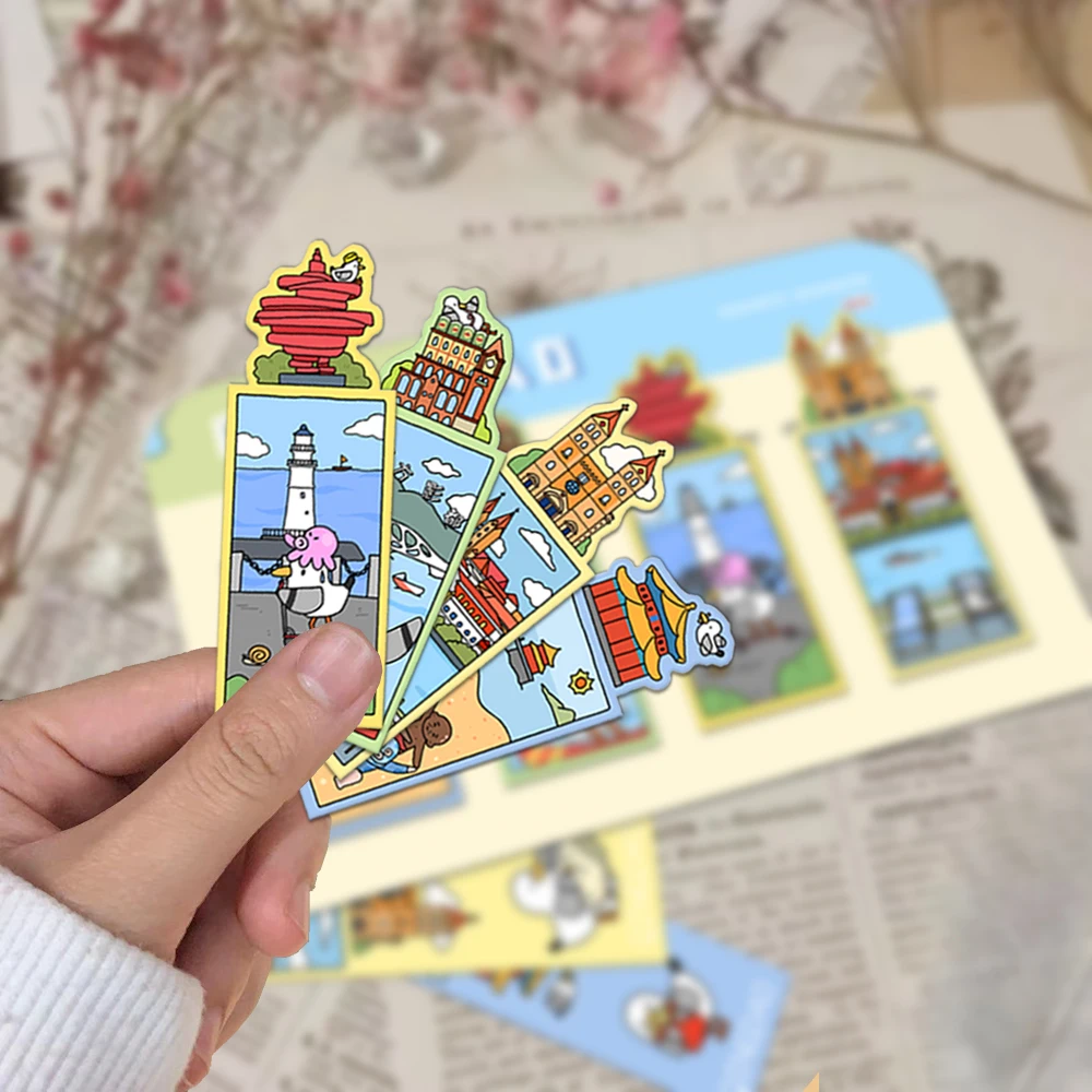 4 قطعة اللون الإبداعي تشينغداو لطيف الكرتون المغناطيسي المرجعية ضوء اللون الجمالية صفحة الكتاب القراءة الملحقات المرجعية #2