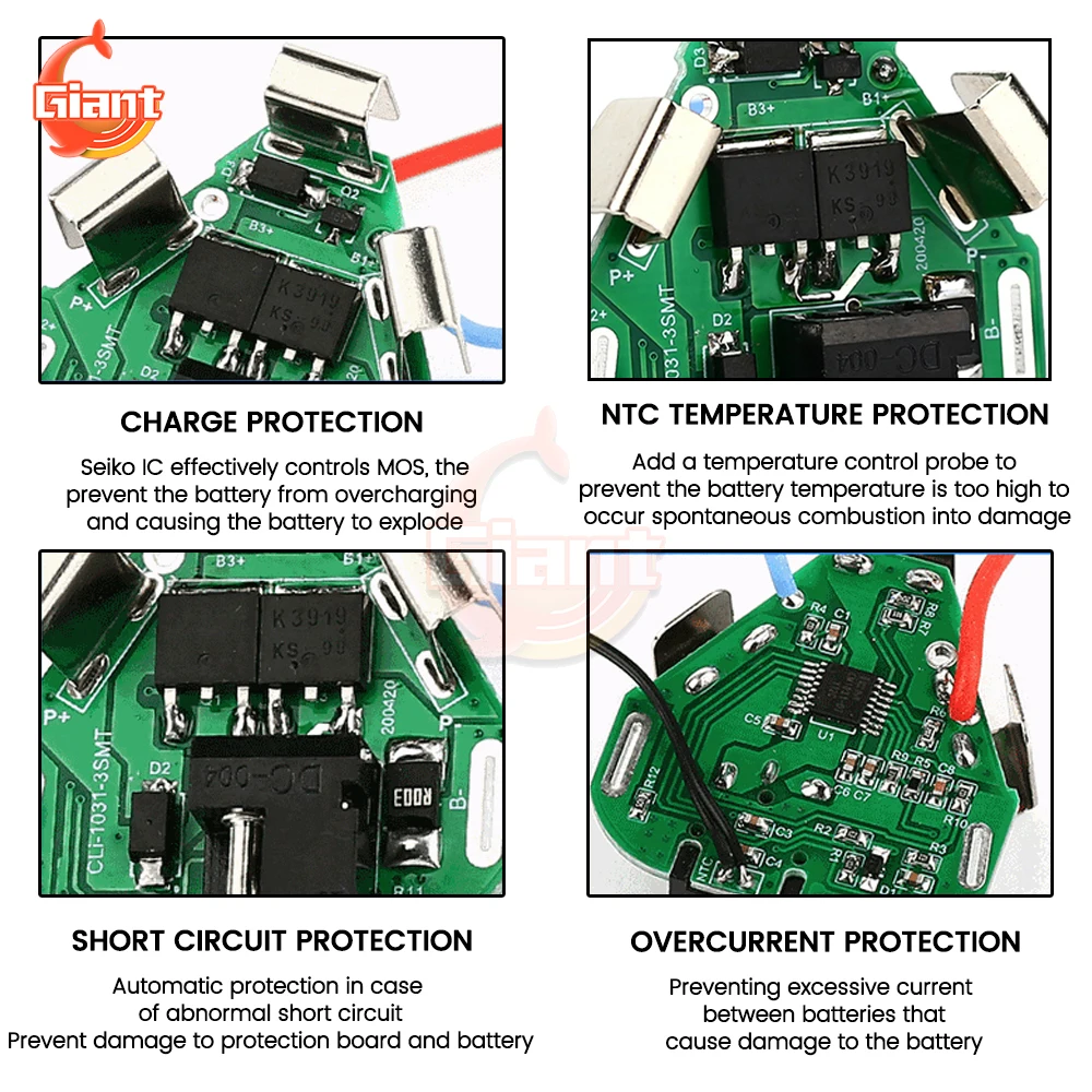 12.6V 3S Lithium Battery Protection Board Electric Drill Battery Pack Protection Board MOS Tube Battery Equalizer Circuit Board