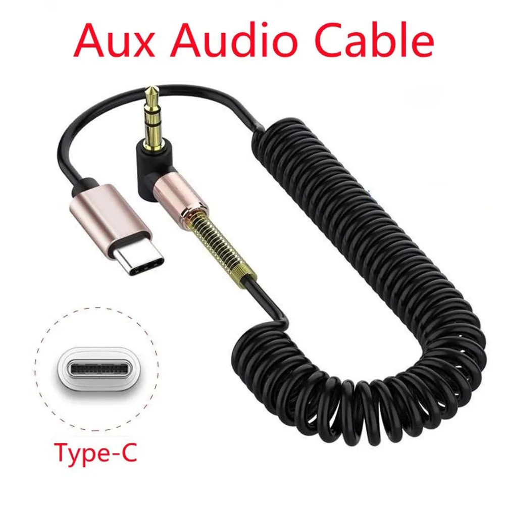 

3.5mm Type C to Male to male Car AUX Audio Cable Adapter Jack Headset Bluetooth Speak For huawei nova 5 realme X50 Black Shark