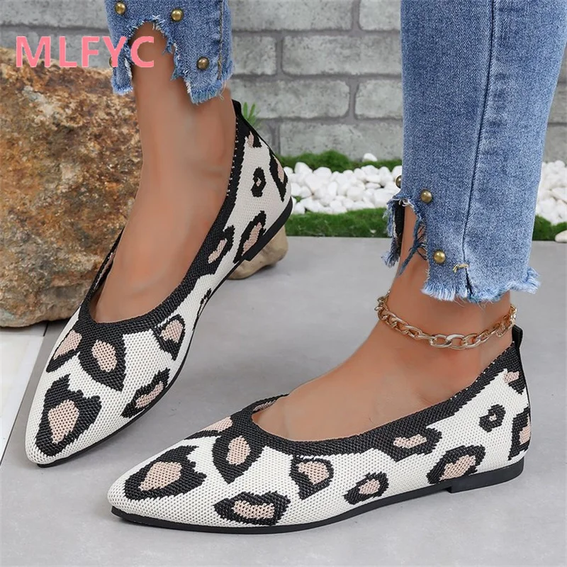 2023 Soft Sole Pointed Single Shoes Flat Sole Pointed Elastic Cloth Single Shoes Shallow Mouth Cloth Shoes