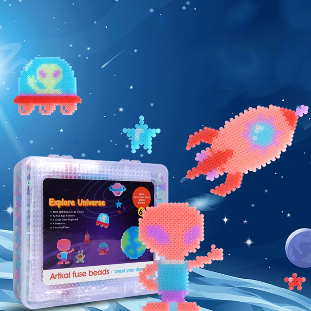 1Set Glow in The Dark Bead Art Kit voor kinderen 5Mm Zekering Kralen Crafting Set met Pegboards Patronen Smelten Ijzeren Kralen Kinderen