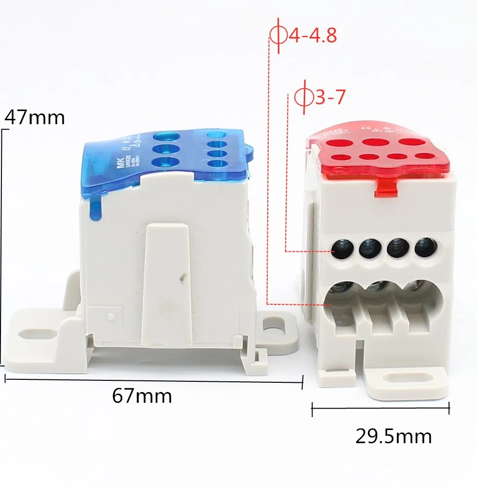 UKK 80A Din Rail Distribution Box Block One In Multiple Out Power Universal Electric Wire Connector Junction Box Terminal Block