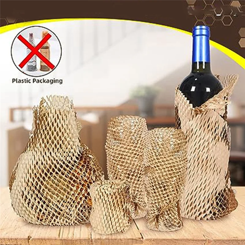AED7-1PCS Honeycomb Paper Floral Packaging Kraft Paper Degradable Anti-Collision Grid Honeycomb Wrapping Paper Brown